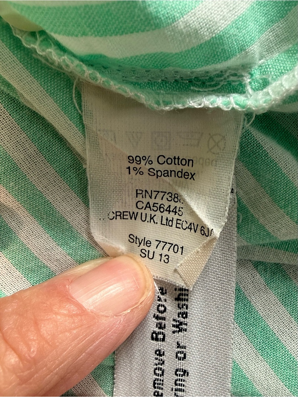 J.Crew Size 8 Mint Green White Stripe Cotton Button Down Shirt Coastal Summer - Picture 10 of 10